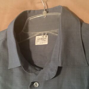 Armani Collezioni Men's Slate Gray Dress Shirt